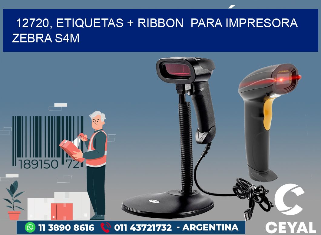 12720, etiquetas + ribbon  para impresora zebra S4M
