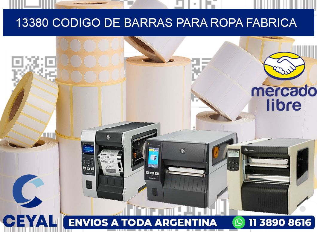 13380 CODIGO DE BARRAS PARA ROPA FABRICA