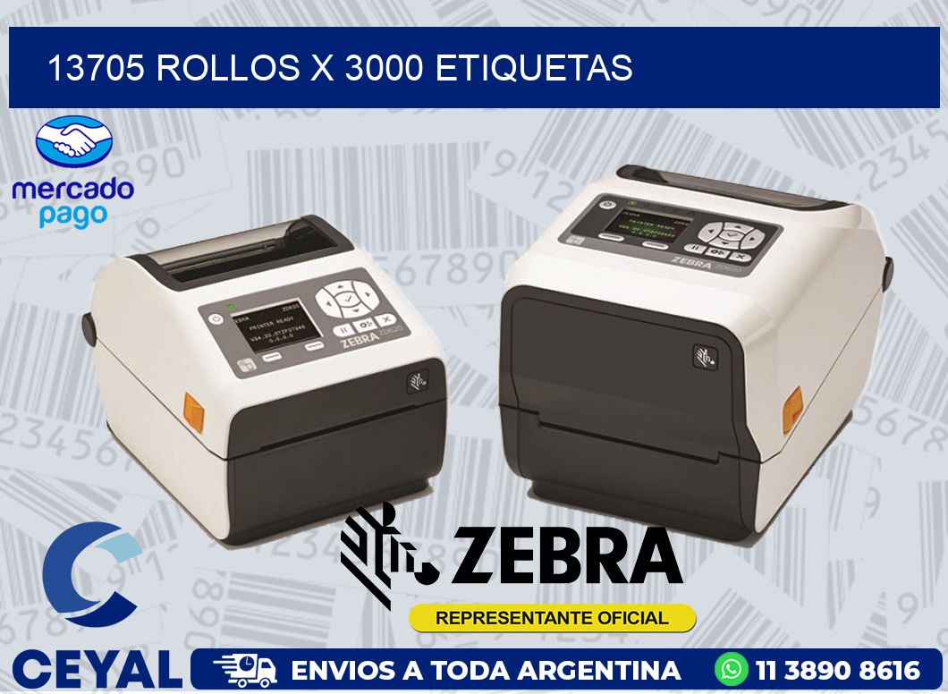 13705 ROLLOS X 3000 ETIQUETAS