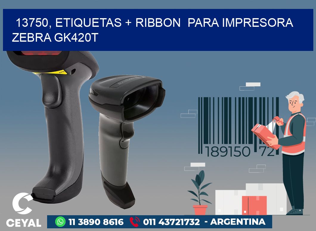 13750, etiquetas + ribbon  para impresora zebra GK420T