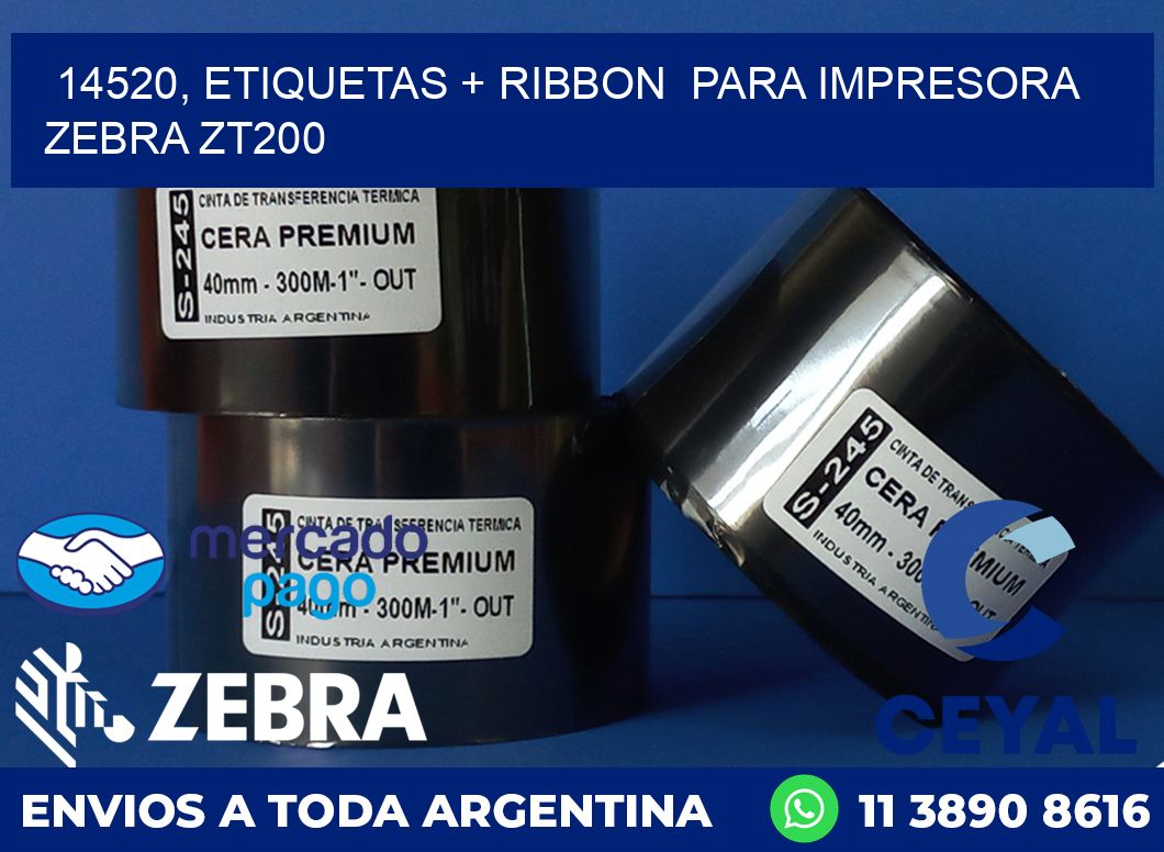 14520, etiquetas + ribbon  para impresora zebra ZT200