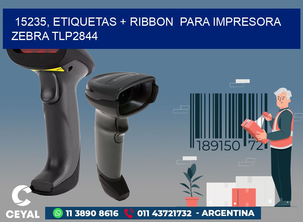 15235, etiquetas + ribbon  para impresora zebra TLP2844