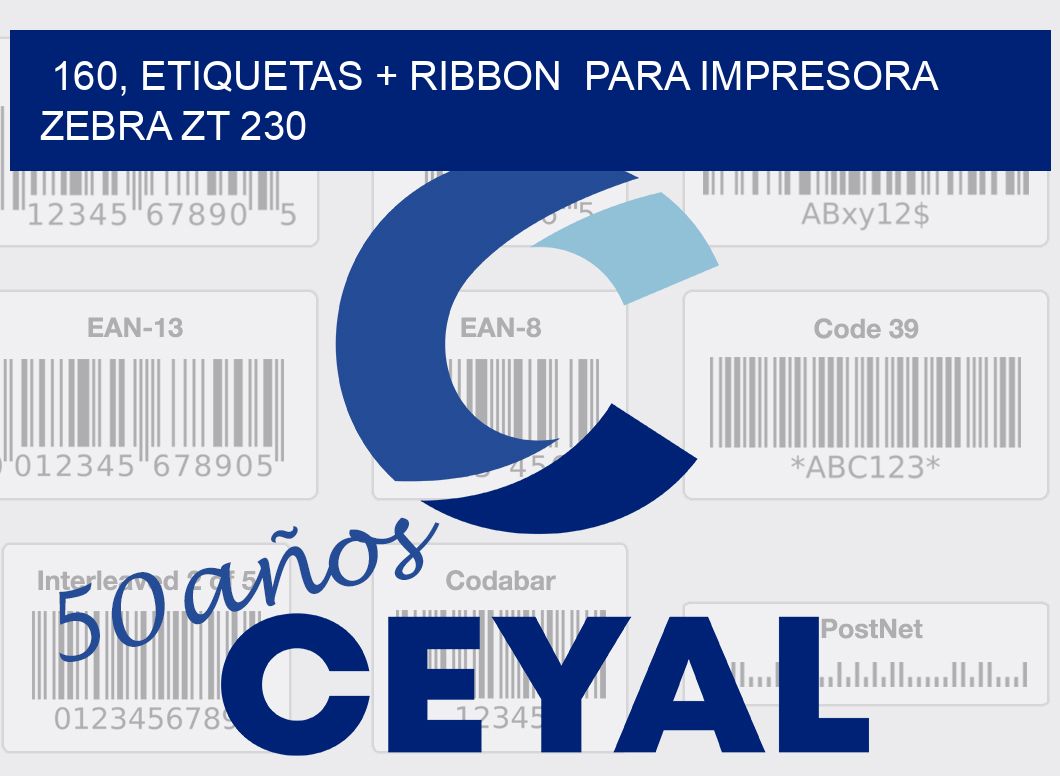 160, etiquetas + ribbon  para impresora zebra ZT 230