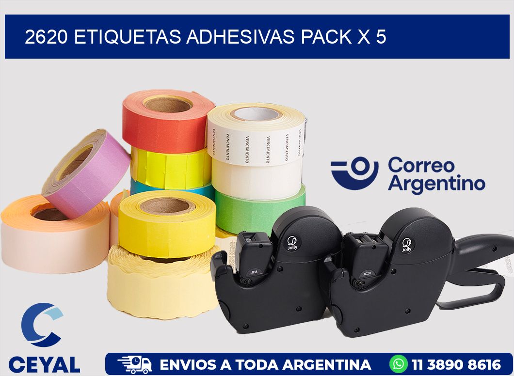 2620 ETIQUETAS ADHESIVAS PACK X 5