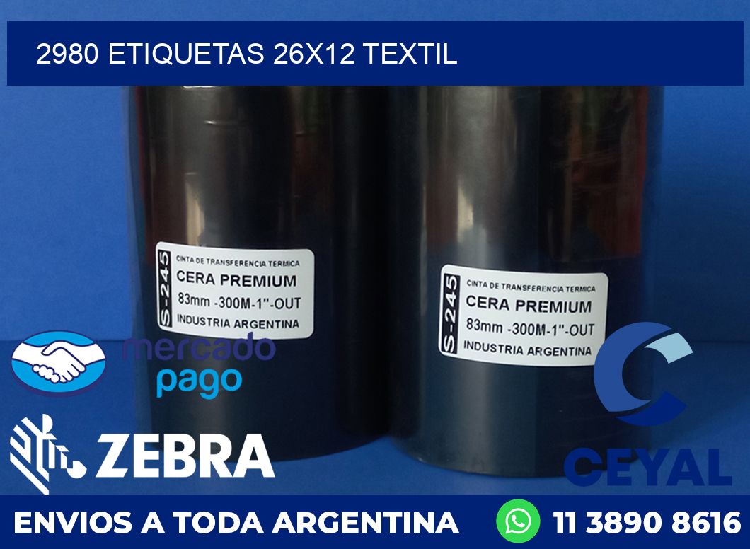 2980 ETIQUETAS 26X12 TEXTIL