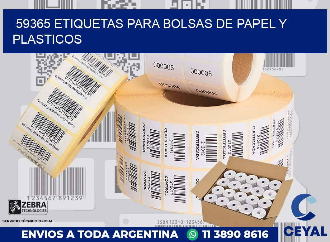 59365 ETIQUETAS PARA BOLSAS DE PAPEL Y PLASTICOS