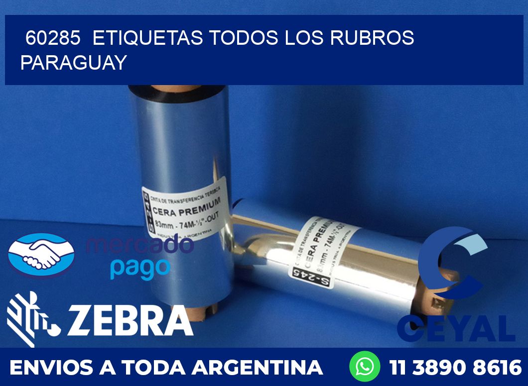 60285 ETIQUETAS TODOS LOS RUBROS PARAGUAY