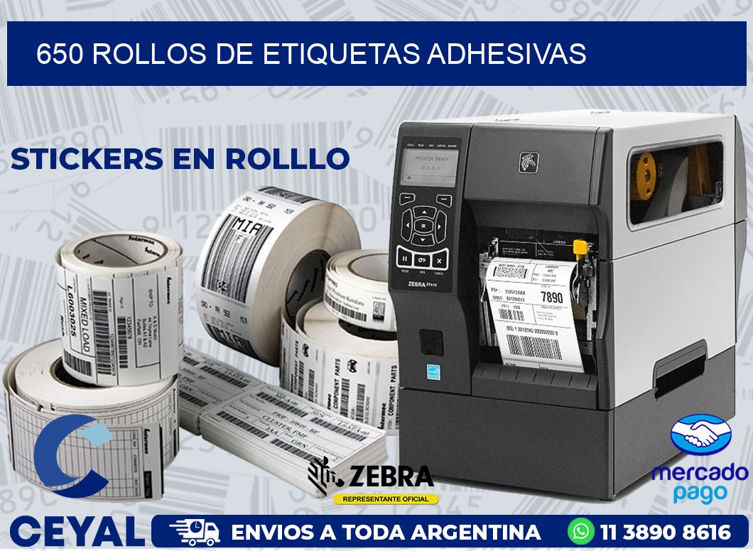 650 ROLLOS DE ETIQUETAS ADHESIVAS