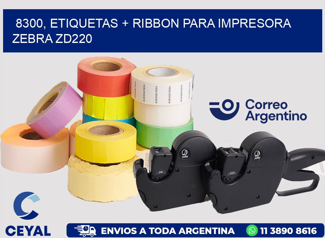 8300, etiquetas + ribbon para impresora zebra zd220