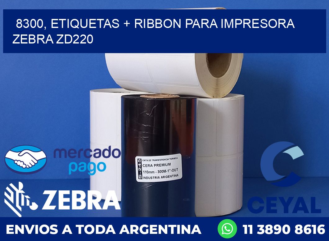 8300, etiquetas + ribbon para impresora zebra zd220