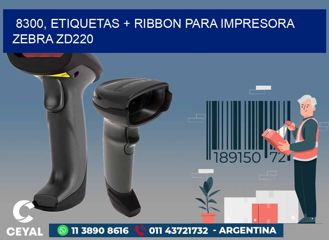 8300, etiquetas + ribbon para impresora zebra zd220