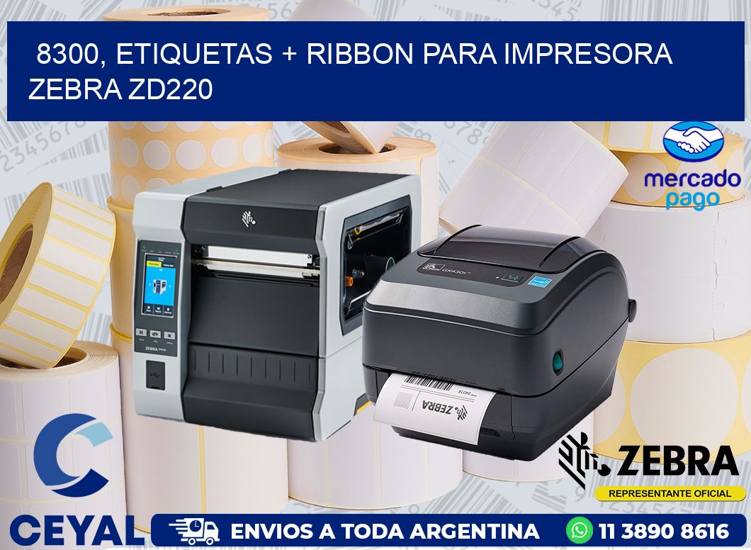 8300, etiquetas + ribbon para impresora zebra zd220