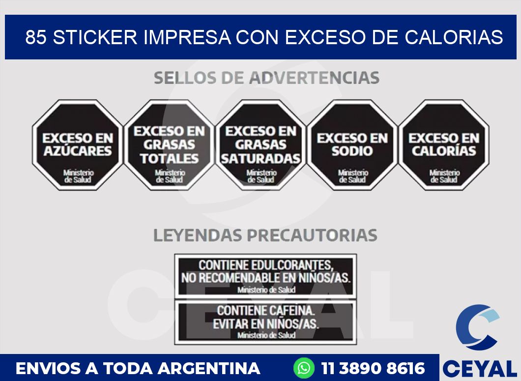 85 STICKER IMPRESA CON EXCESO DE CALORIAS