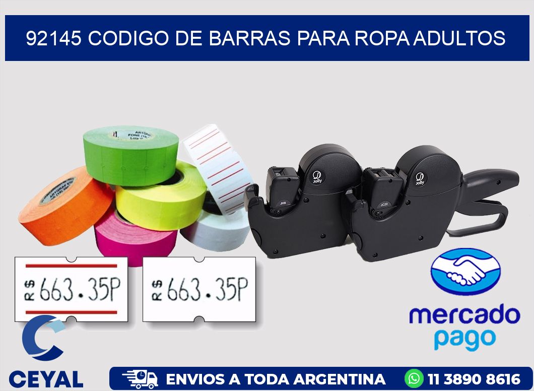 92145 CODIGO DE BARRAS PARA ROPA ADULTOS
