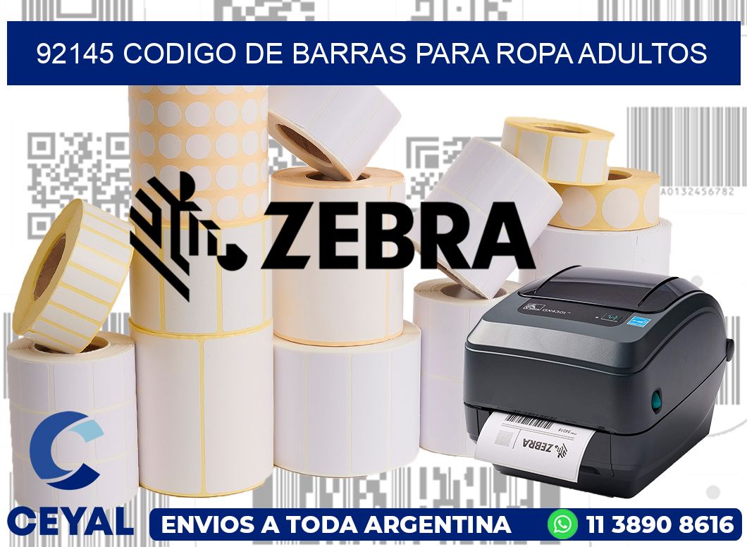 92145 CODIGO DE BARRAS PARA ROPA ADULTOS