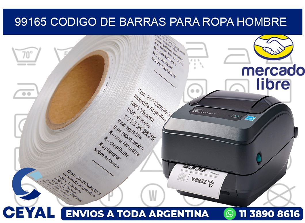 99165 CODIGO DE BARRAS PARA ROPA HOMBRE