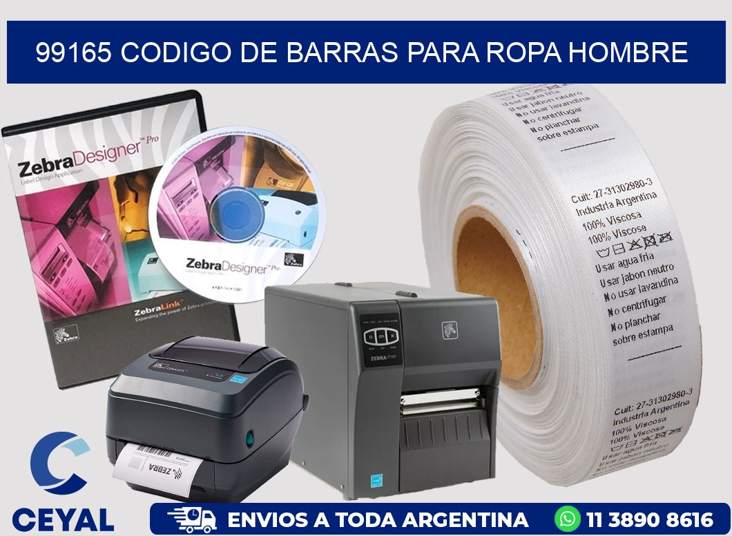 99165 CODIGO DE BARRAS PARA ROPA HOMBRE