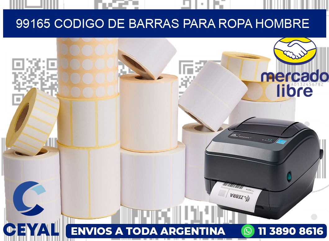 99165 CODIGO DE BARRAS PARA ROPA HOMBRE