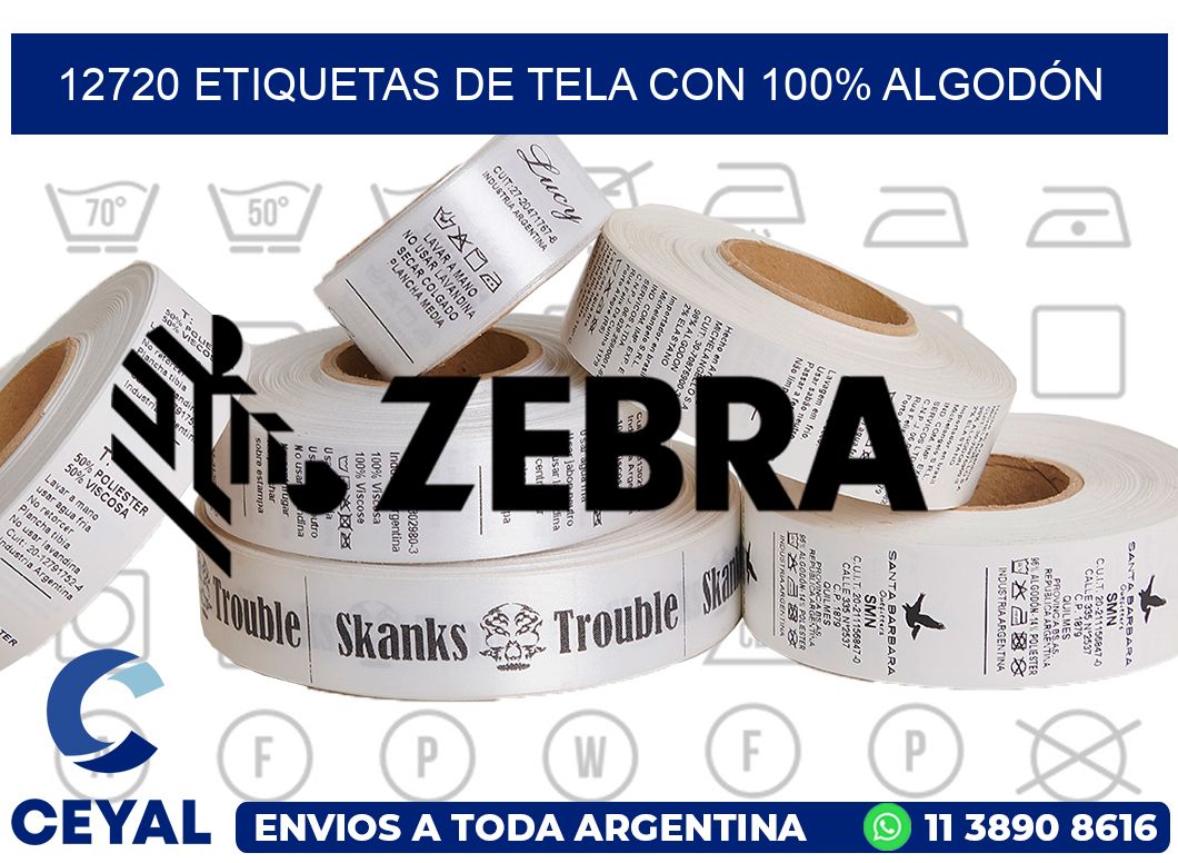 12720 ETIQUETAS DE TELA CON 100% ALGODÓN