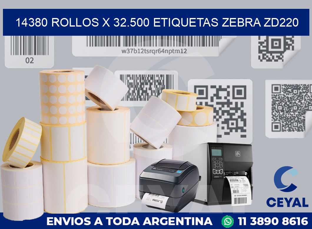 14380 Rollos x 32.500 etiquetas zebra zd220