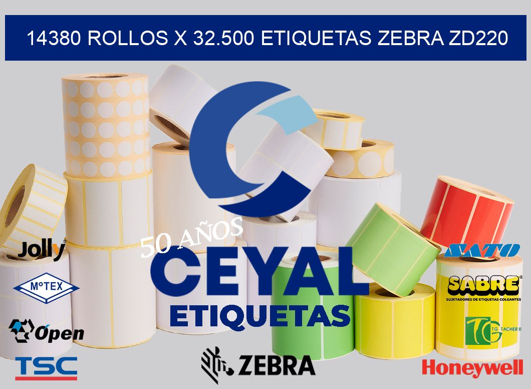 14380 Rollos x 32.500 etiquetas zebra zd220