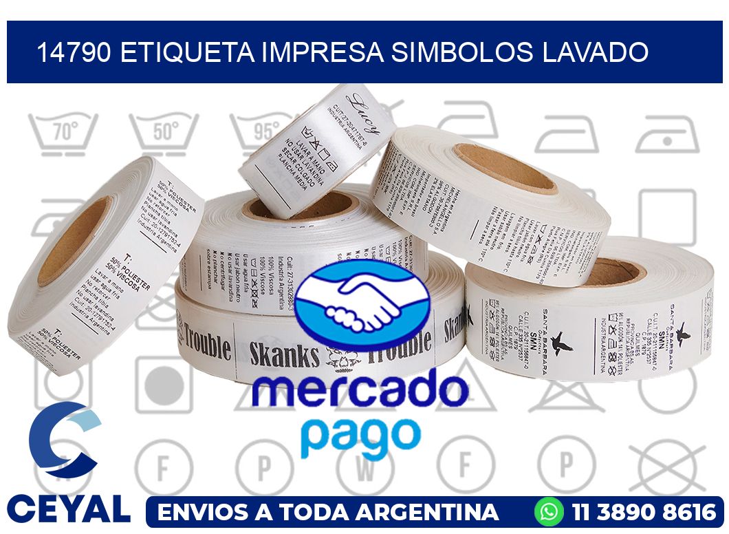 14790 ETIQUETA IMPRESA SIMBOLOS LAVADO