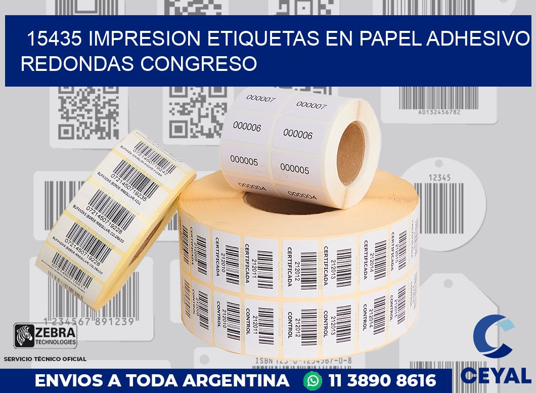 15435 IMPRESION ETIQUETAS EN PAPEL ADHESIVO REDONDAS CONGRESO