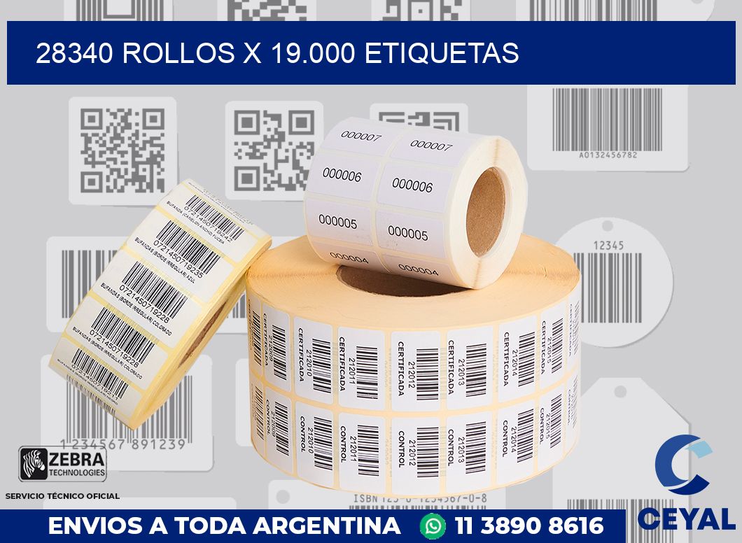 28340 Rollos x 19.000 etiquetas