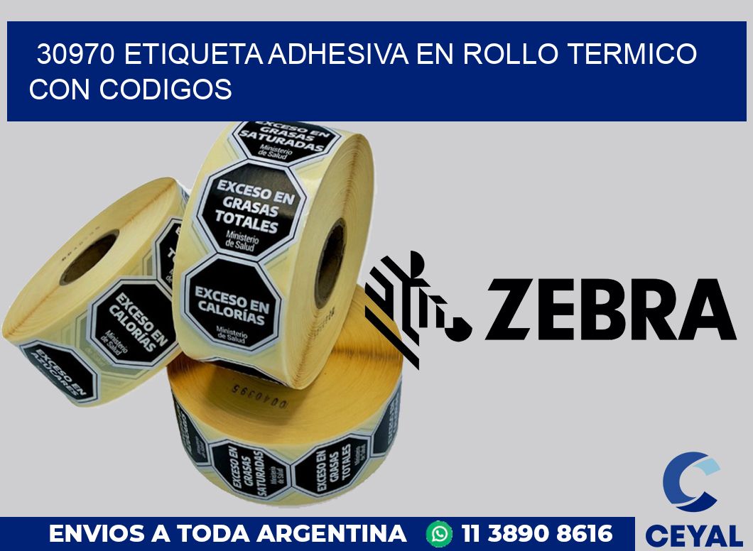30970 ETIQUETA ADHESIVA EN ROLLO TERMICO CON CODIGOS