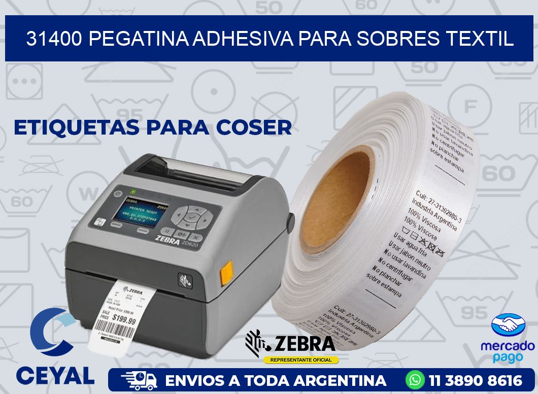 31400 PEGATINA ADHESIVA PARA SOBRES TEXTIL