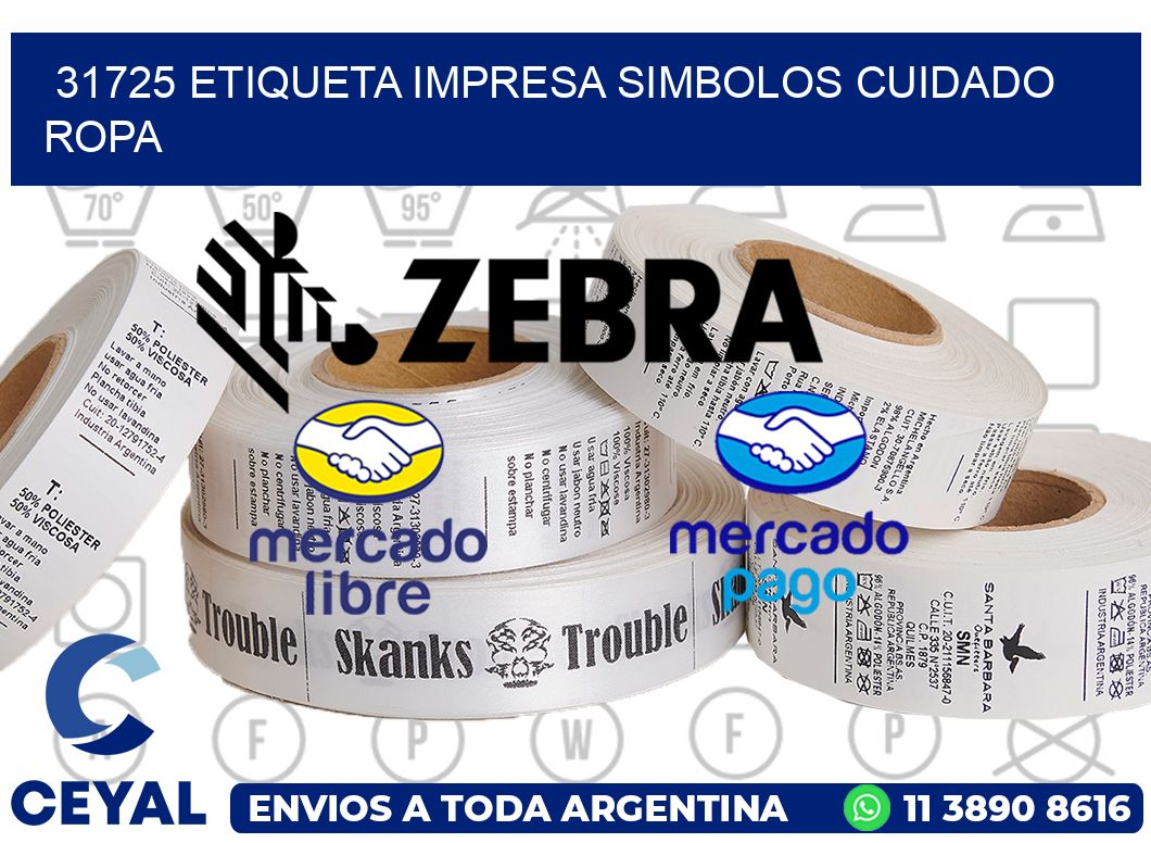 31725 ETIQUETA IMPRESA SIMBOLOS CUIDADO ROPA