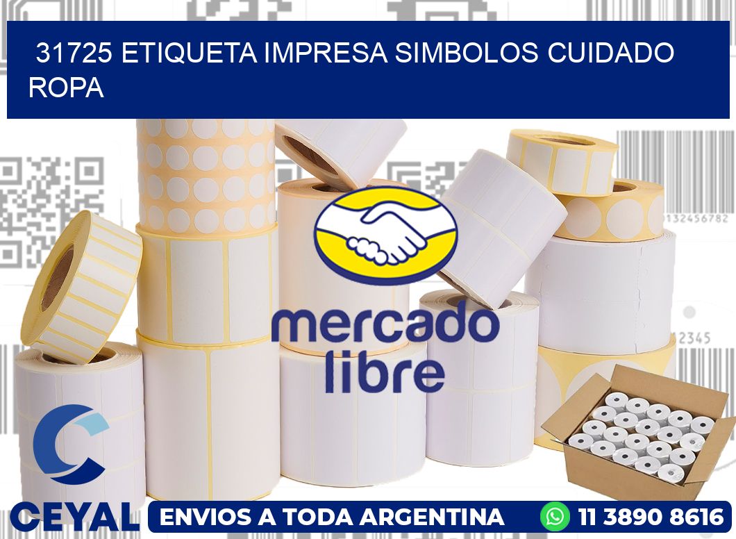 31725 ETIQUETA IMPRESA SIMBOLOS CUIDADO ROPA