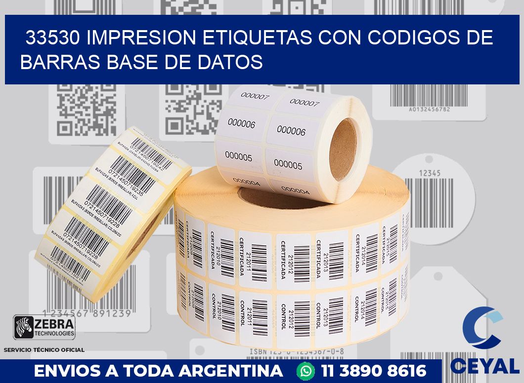 33530 IMPRESION ETIQUETAS CON CODIGOS DE BARRAS BASE DE DATOS