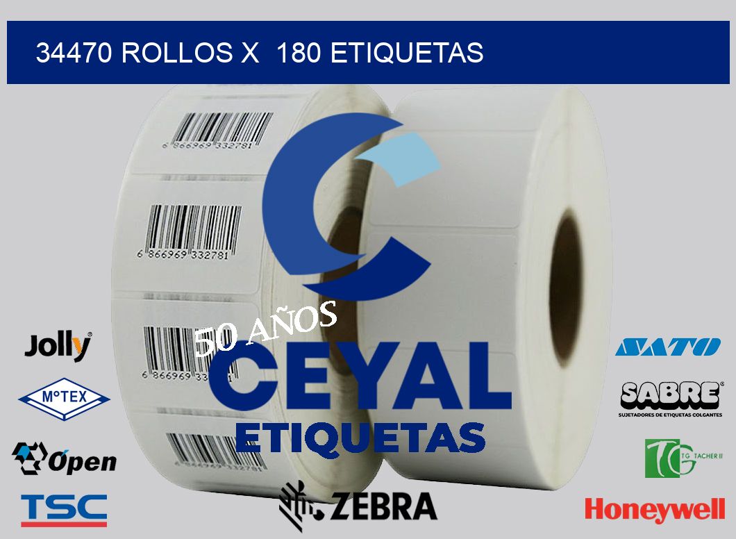 34470 Rollos x  180 etiquetas