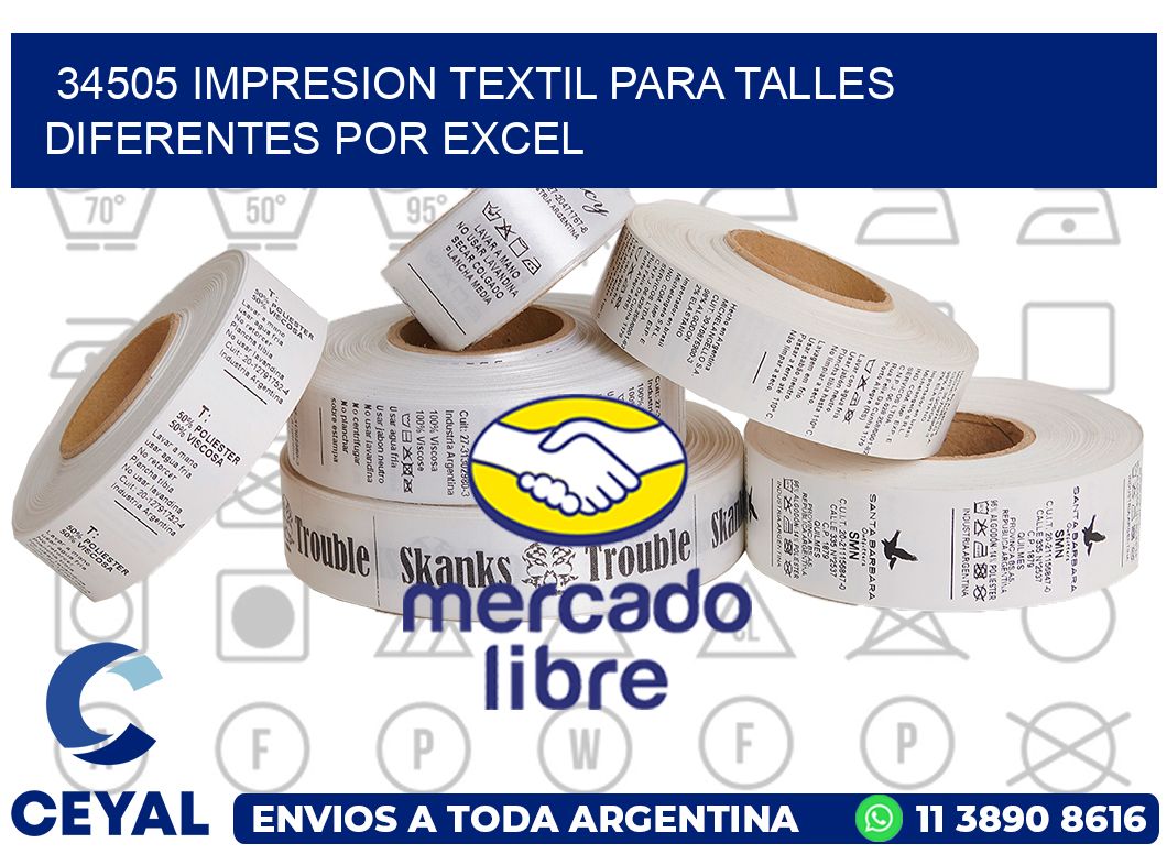 34505 IMPRESION TEXTIL PARA TALLES DIFERENTES POR EXCEL