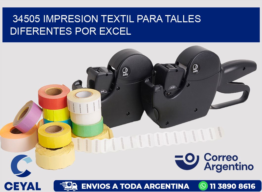 34505 IMPRESION TEXTIL PARA TALLES DIFERENTES POR EXCEL