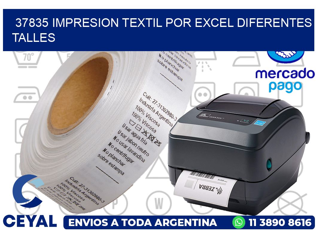 37835 IMPRESION TEXTIL POR EXCEL DIFERENTES TALLES