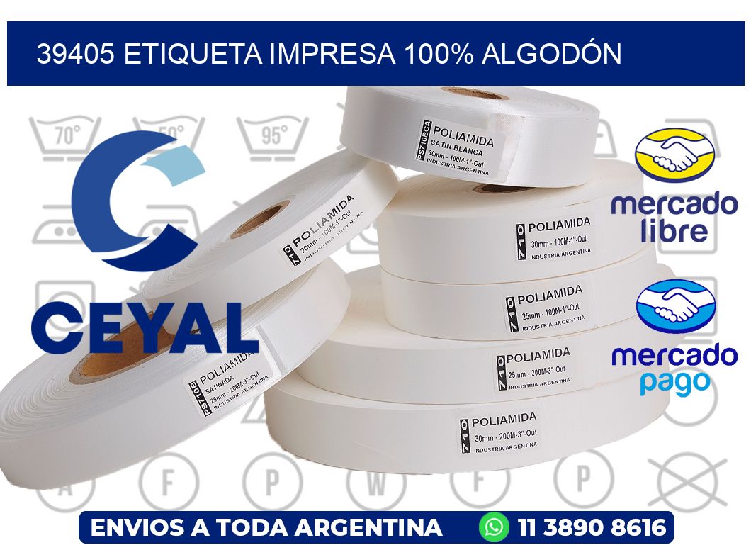 39405 ETIQUETA IMPRESA 100% ALGODÓN