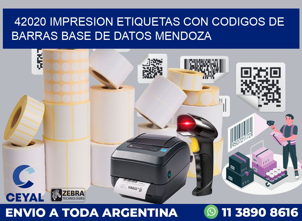 42020 IMPRESION ETIQUETAS CON CODIGOS DE BARRAS BASE DE DATOS MENDOZA