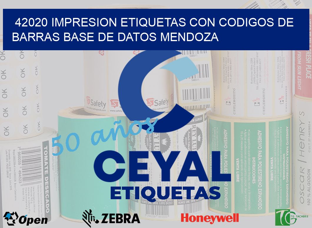 42020 IMPRESION ETIQUETAS CON CODIGOS DE BARRAS BASE DE DATOS MENDOZA
