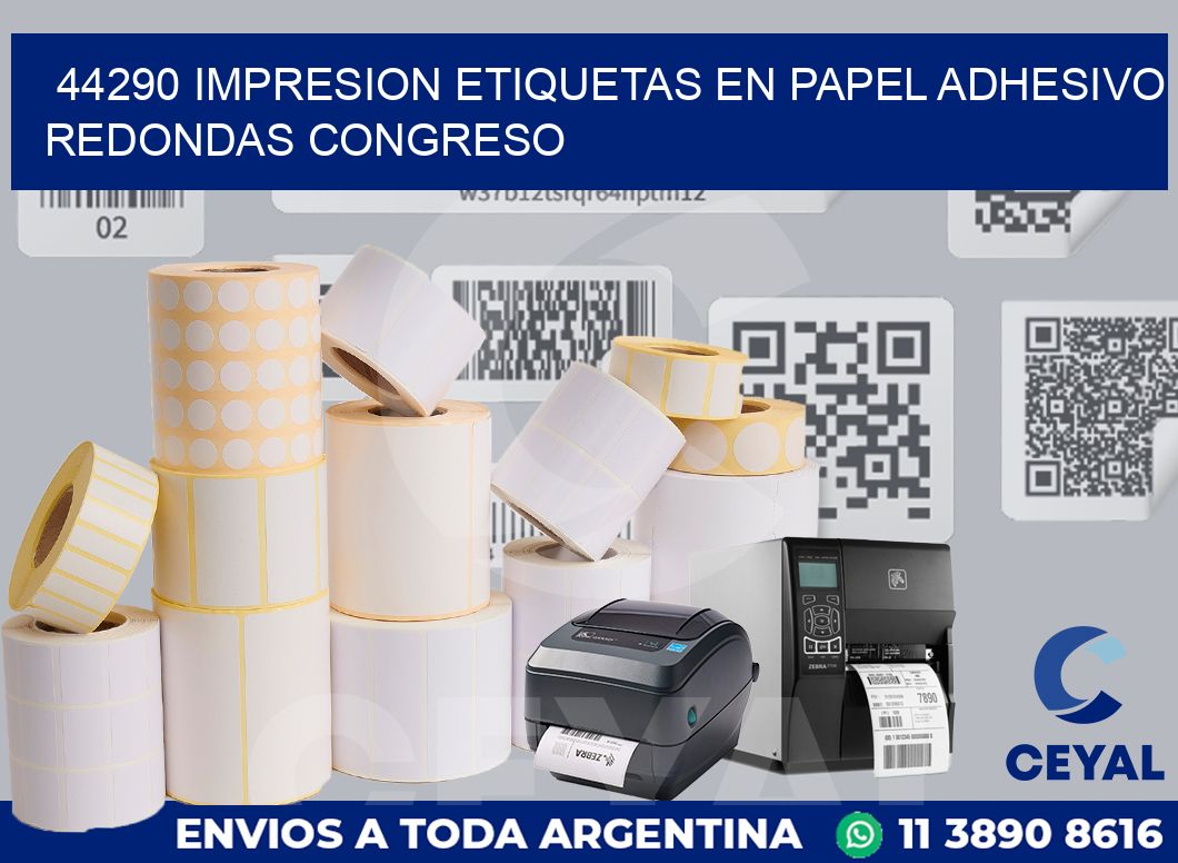 44290 IMPRESION ETIQUETAS EN PAPEL ADHESIVO REDONDAS CONGRESO