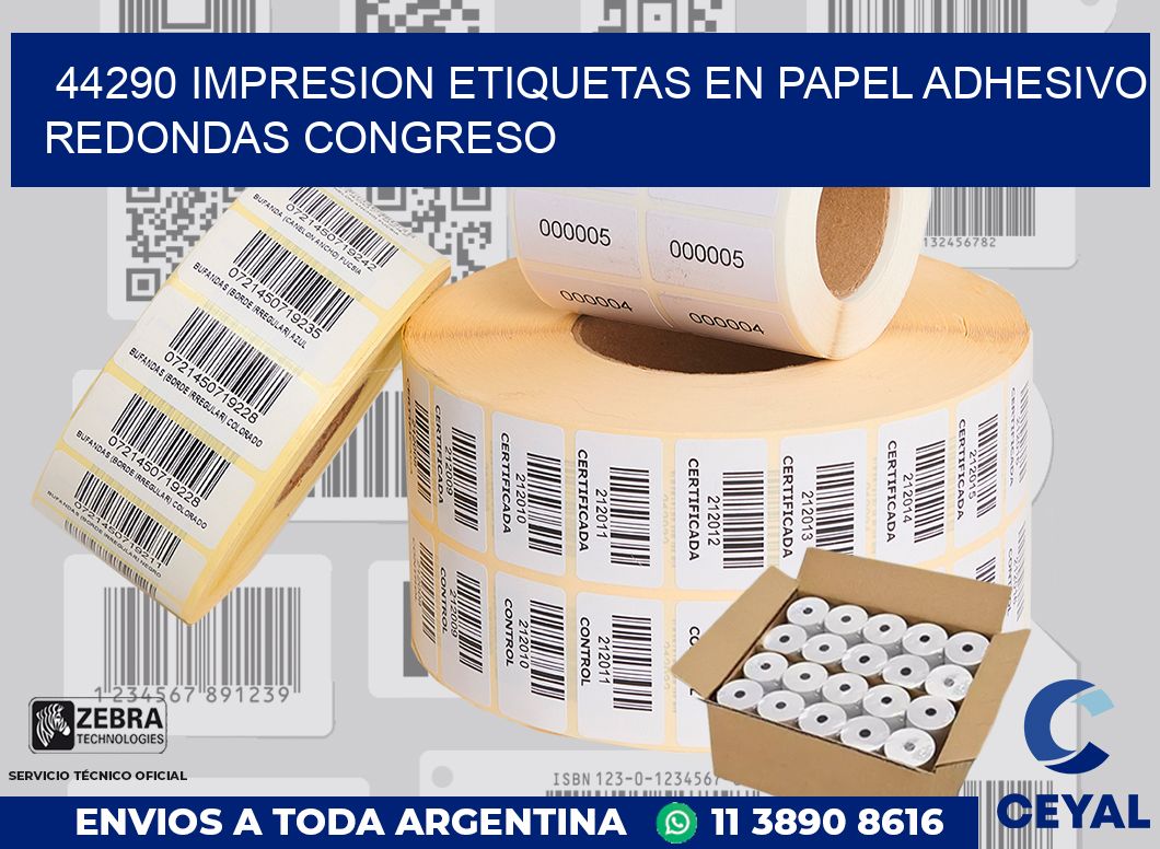 44290 IMPRESION ETIQUETAS EN PAPEL ADHESIVO REDONDAS CONGRESO