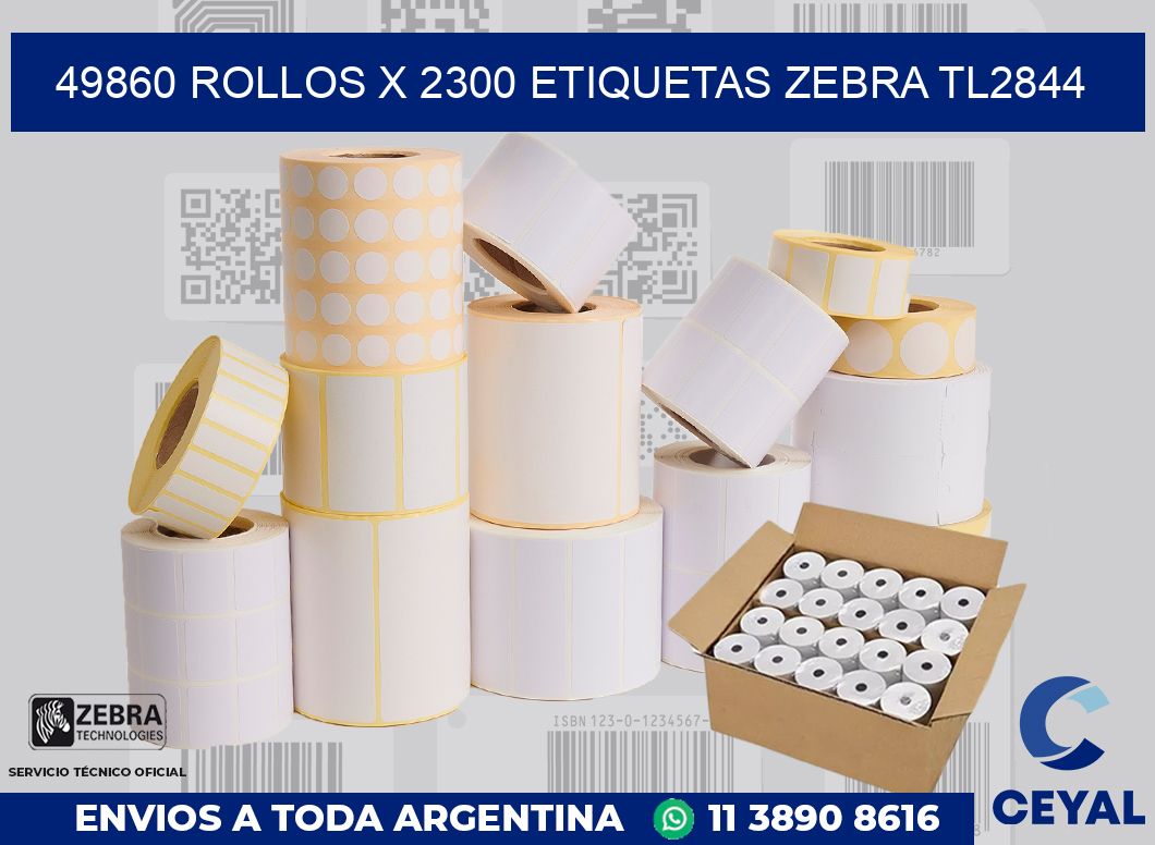 49860 Rollos x 2300 etiquetas zebra tl2844