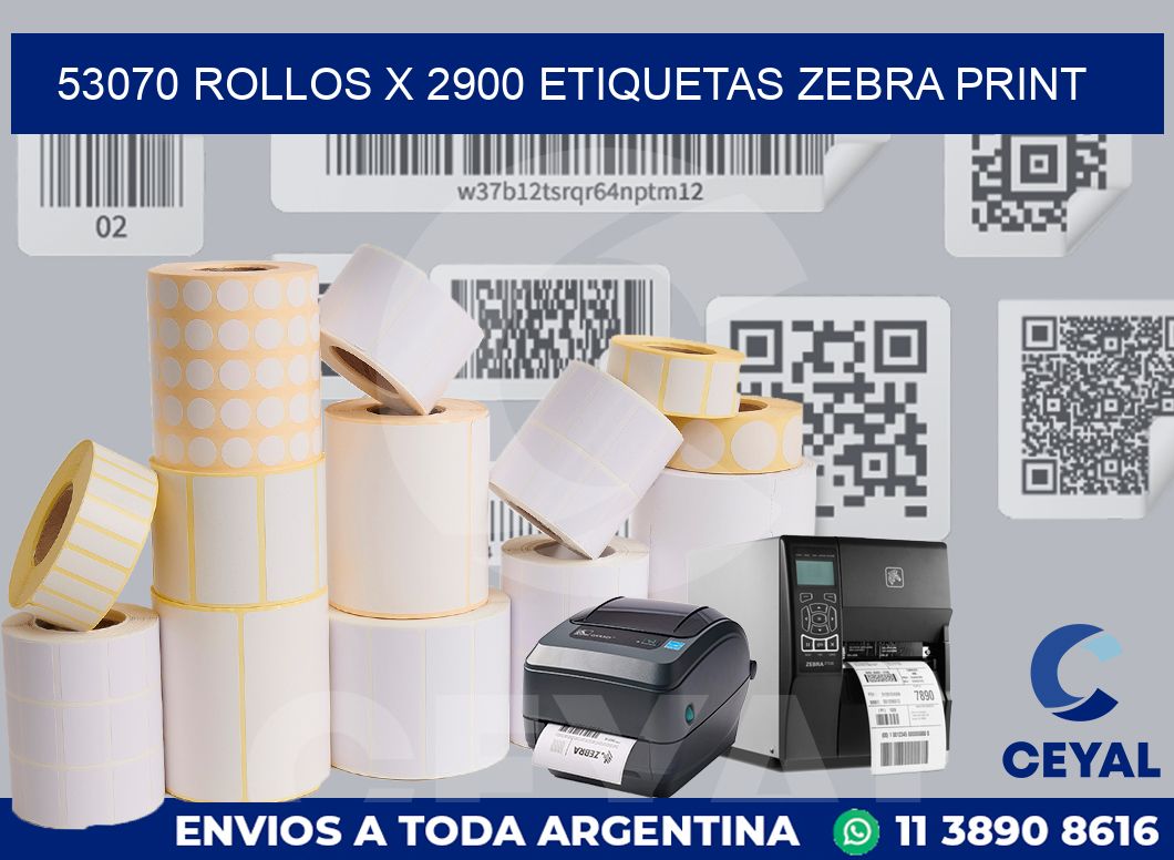 53070 Rollos x 2900 etiquetas zebra print