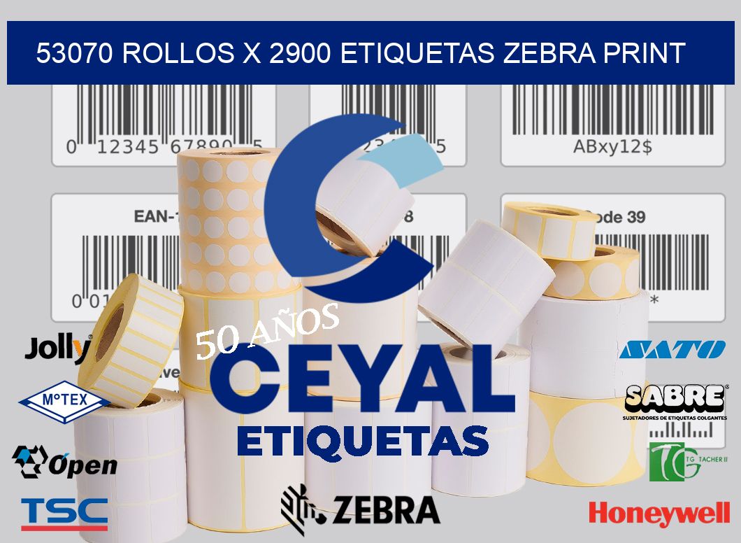 53070 Rollos x 2900 etiquetas zebra print