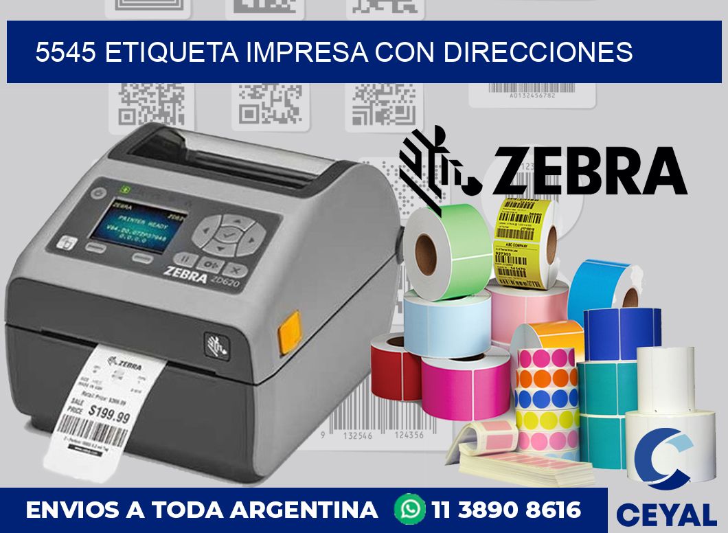 5545 ETIQUETA IMPRESA CON DIRECCIONES