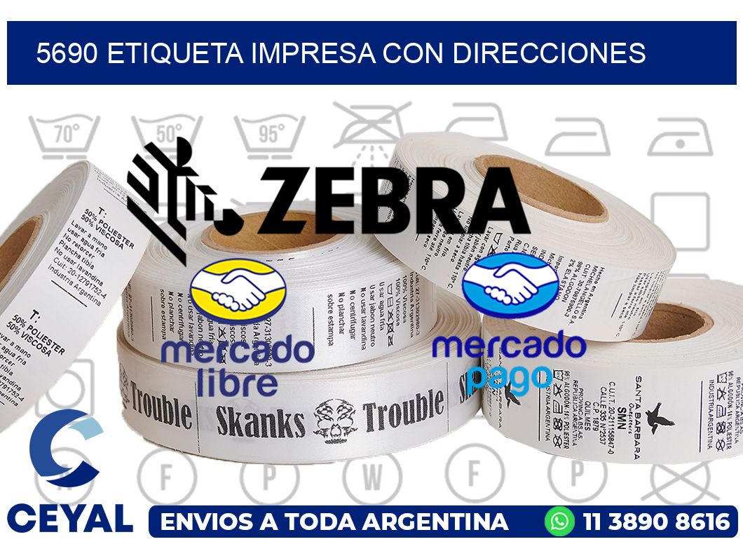 5690 ETIQUETA IMPRESA CON DIRECCIONES