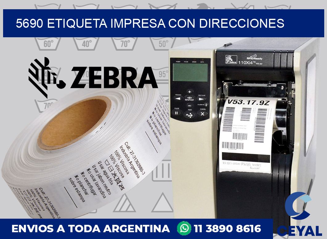 5690 ETIQUETA IMPRESA CON DIRECCIONES