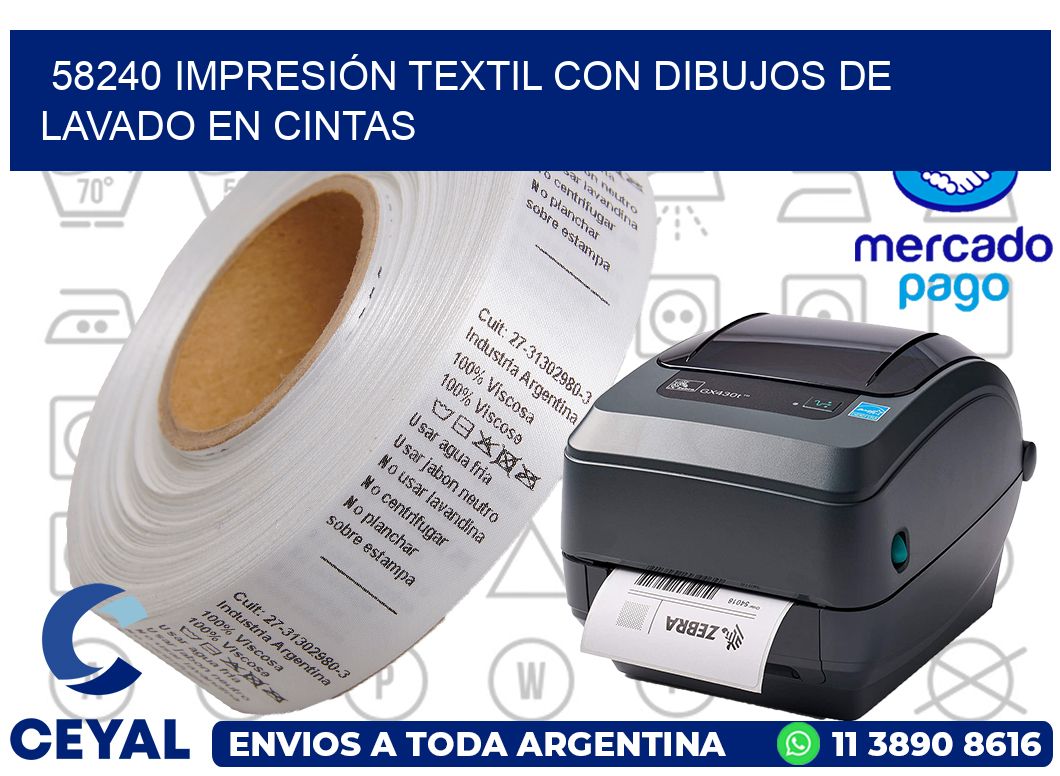 58240 IMPRESIÓN TEXTIL CON DIBUJOS DE LAVADO EN CINTAS