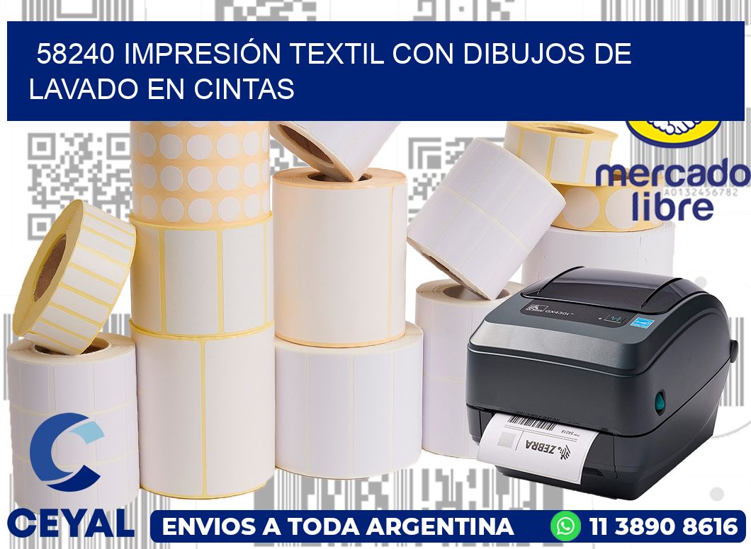 58240 IMPRESIÓN TEXTIL CON DIBUJOS DE LAVADO EN CINTAS